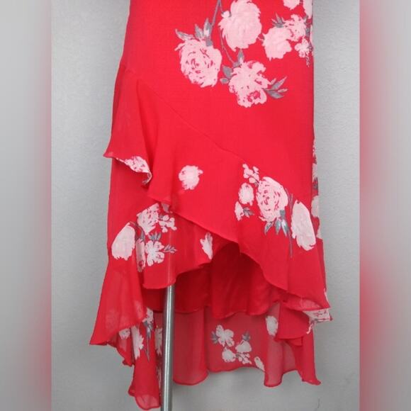 Lulus Love in Bloom Red Floral Print Off-the-Shoulder High-Low Dress Size Small - Picture 13 of 16